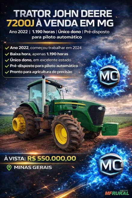 Trator John Deere 7200J - Ano 2022 Imagem Trator John Deere 7200J - Ano 2022