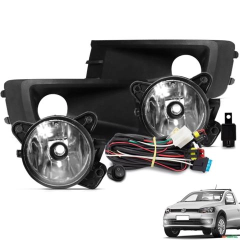 Kit Farol de Milha Saveiro G6 2014 a 2016 Botão Tic Tac Moldura Preta Imagem Kit Farol de Milha Saveiro G6 2014 a 2016 Botão Tic Tac Moldura Preta