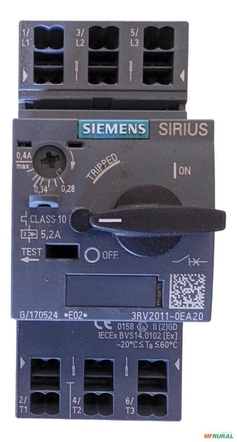 Disjuntor Tripolar Siemens Sz S00 3rv2011-0ea20 0,28 - 0,4a - Frequência: 50 ... 60 Hz Voltagem: 20 ... 690 V Imagem Disjuntor Tripolar Siemens Sz S00 3rv2011-0ea20 0,28 - 0,4a - Frequência: 50 ... 60 Hz Voltagem: 20 ... 690 V