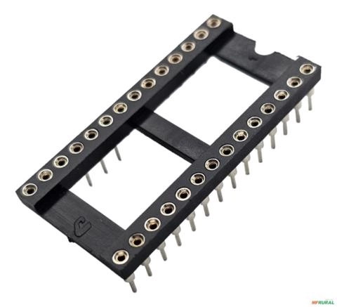 5x Soquete Torneado Cromatek 18mm Para Ci Dip 28 Pinos Spt28 - Cor: Preto Imagem 5x Soquete Torneado Cromatek 18mm Para Ci Dip 28 Pinos Spt28 - Cor: Preto