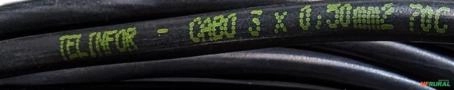 Rolo Cabo Fio Flexível Pp 3x0.5mm - 200 Metros - Telinfor - Cor da cobertura: Preto Imagem Rolo Cabo Fio Flexível Pp 3x0.5mm - 200 Metros - Telinfor - Cor da cobertura: Preto