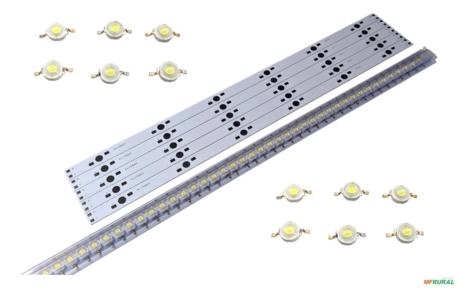 Kit 100 Led Chip 1w Branco Frio + 50 Pcb 6w/6 Watt 300x10mm - Cor da luz: Branco-frio Voltagem: 3V Imagem Kit 100 Led Chip 1w Branco Frio + 50 Pcb 6w/6 Watt 300x10mm - Cor da luz: Branco-frio Voltagem: 3V